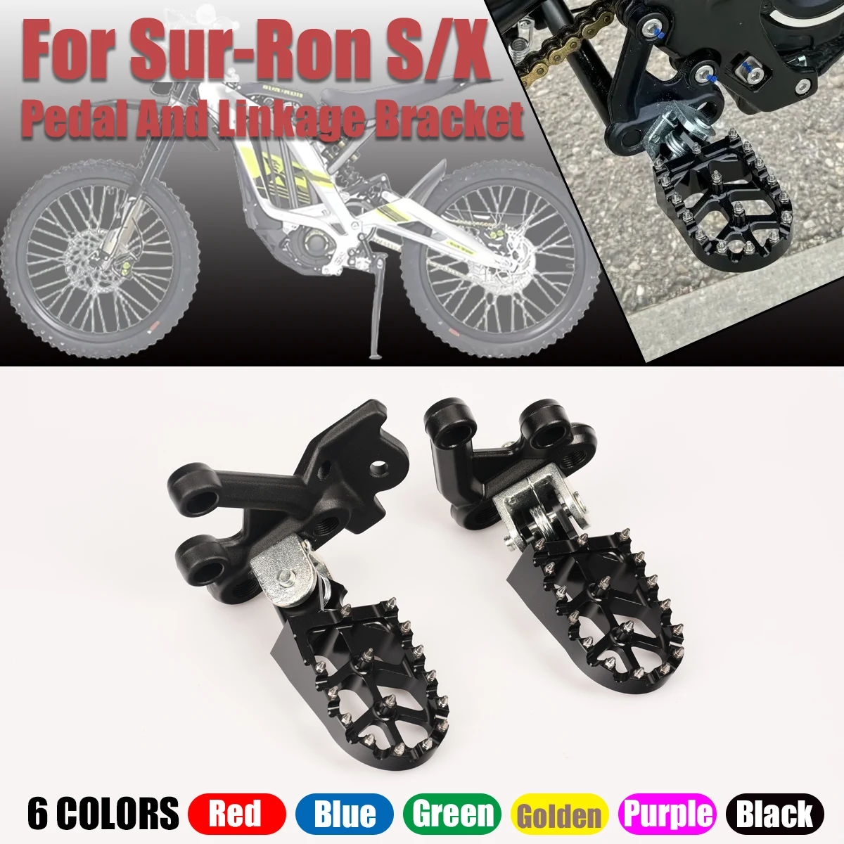 

Electric Motorcycle Accessories CNC Aluminum Foot Pegs Rest Footpegs Pedal Stand For Sur-Ron Surron Light Bee X S For Talaria