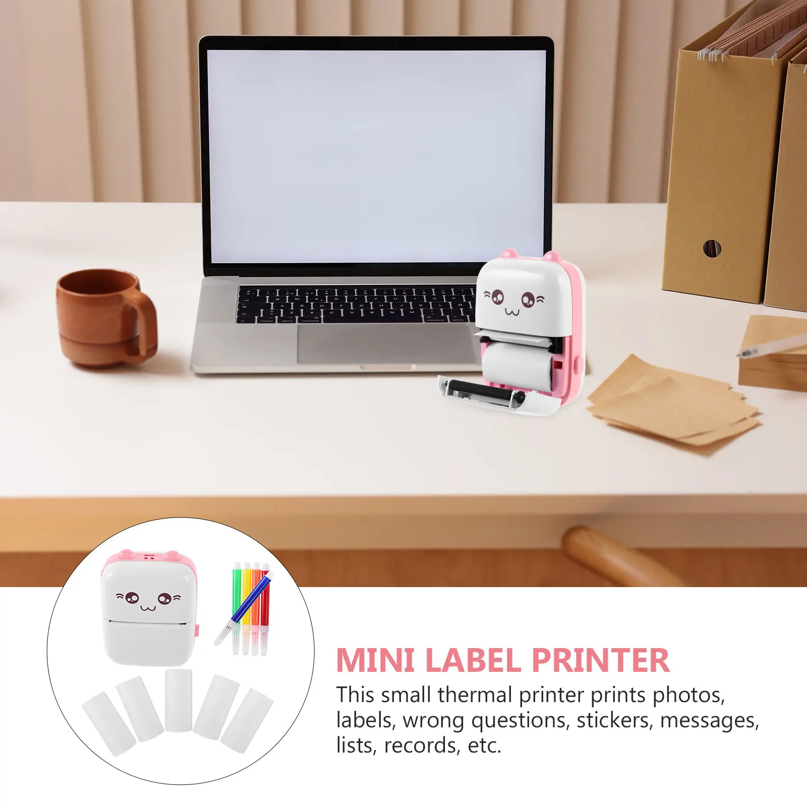 

Photo Printer Mini Wireless Portable Sticker Label Printing Machine Student Pocket Use ABS Long-Lasting for Messages