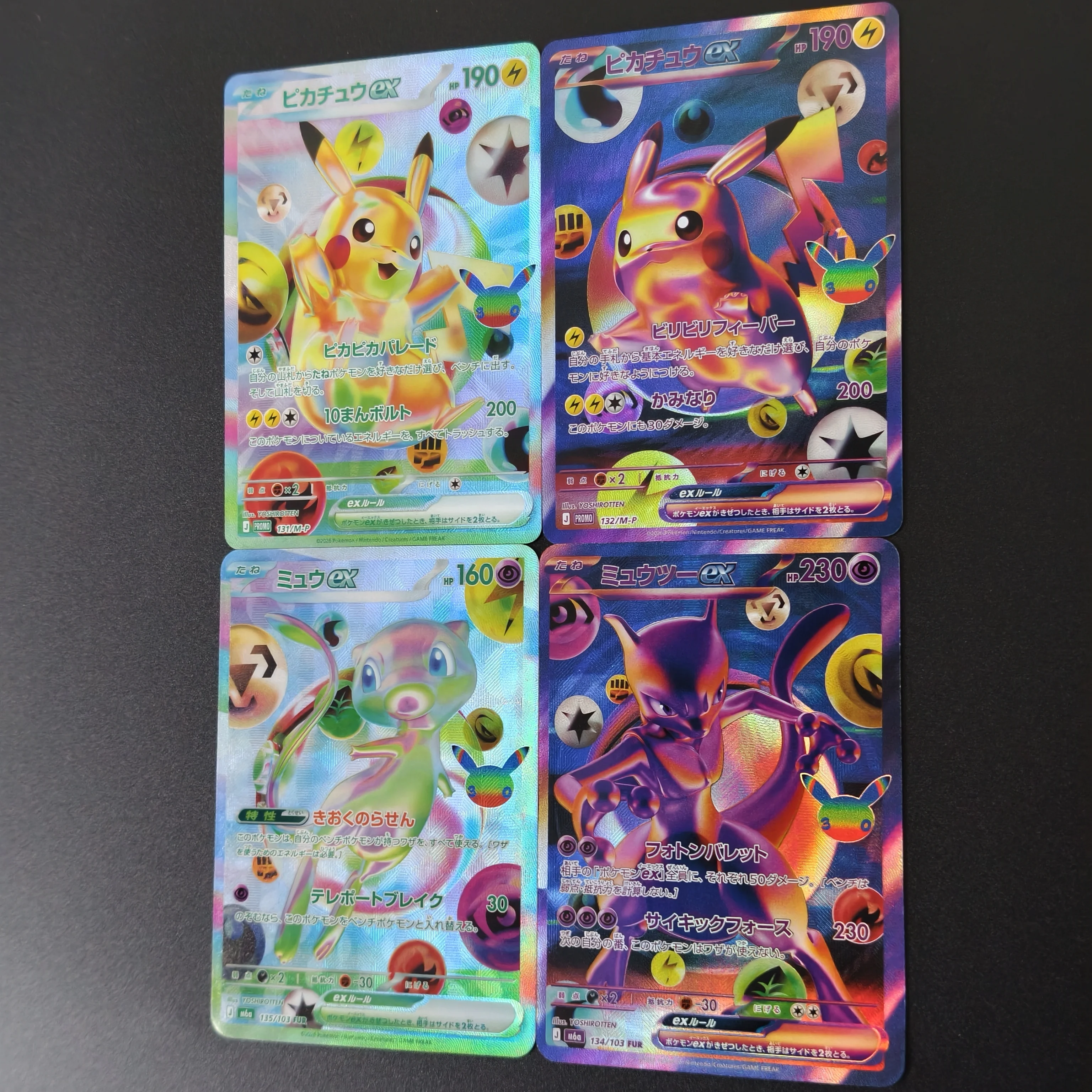 DIY PTCG 30th Anniversary Card Pokemon Mew Pikachu Mewtwo Full Art Foil Texture Rare Holographic Classic Anime Collectible Cards view 2