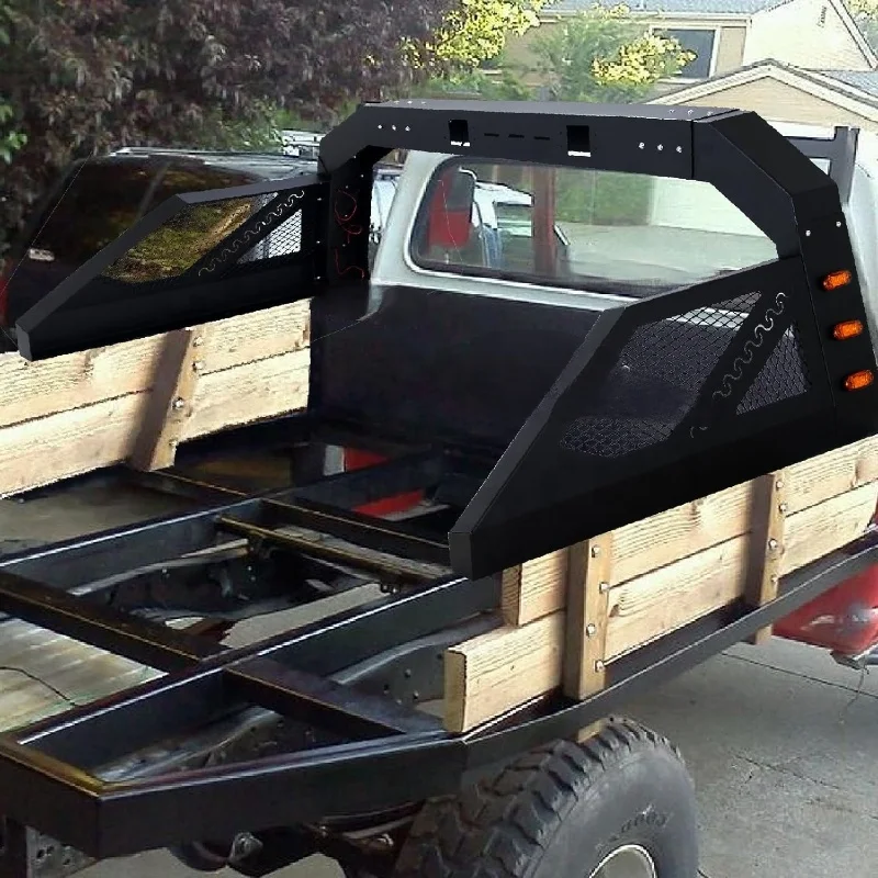 Universal Adjustable Truck Bed Chase Rack Roll Bar With 6 Amber Side Marker Lights Fit Full Size Pickup Truck