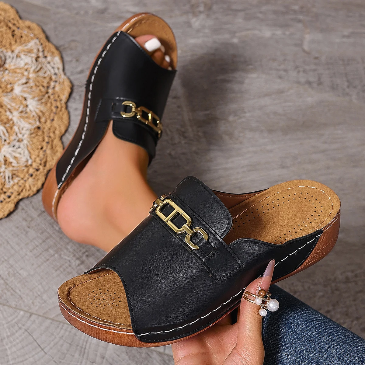 New Open Toe Women Wedge Slippers Summer Fashion Lightweight Slippers Platform Sandals Outdoor Beach Woman Shoes Slides Women