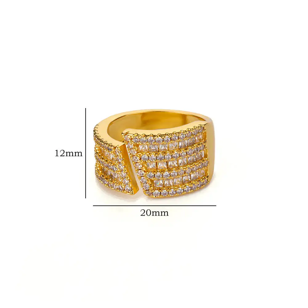 Vintage Geometrische Zirkoon Ringen Voor Vrouwen Rvs Goud Kleur Punk Open Vinger Ring Esthetische Bruiloft Sieraden Bague Femme