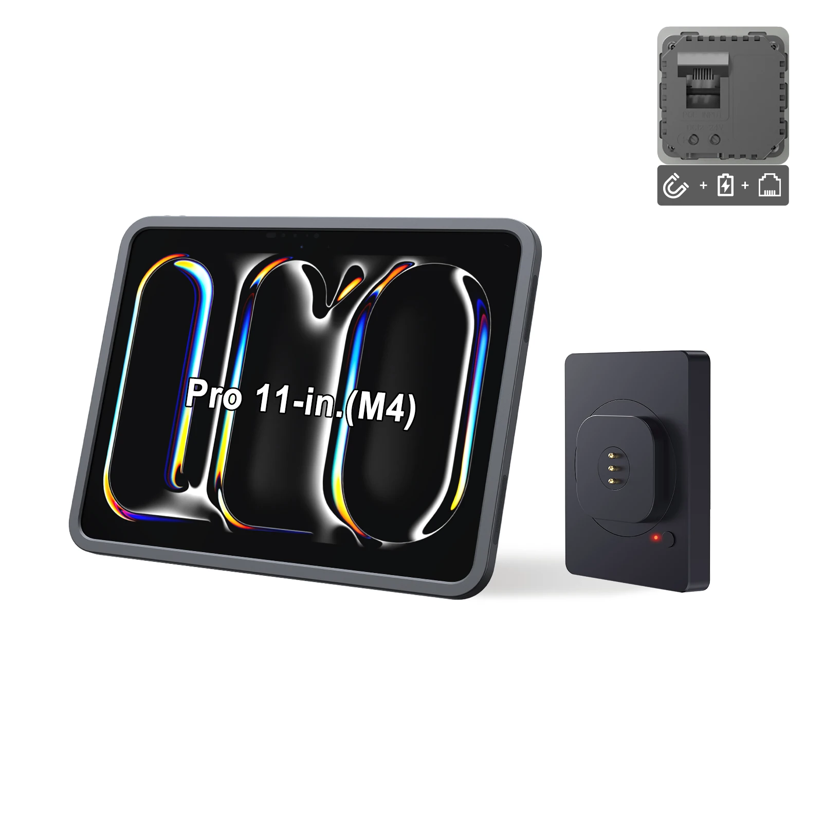 

EMONITA Magnetic Wall Mount Charger with iPad Case iPad Pro 11-in & 13-in. (M4/ M5), POE and DC Up to 18W Fast Charging Magnets