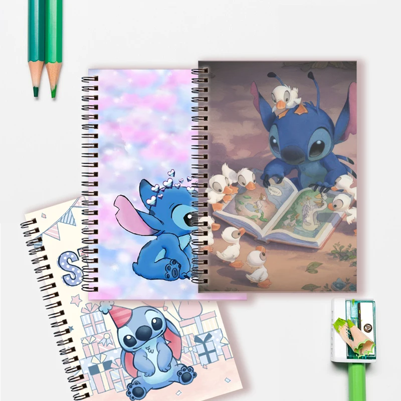 Cuaderno en espiral A5, diario de lectura de dibujos animados de Lilo & Stitch, cuaderno de notas, diario, figura de Anime, Graffiti, regalos de Halloween para niños, Cosplay ﻿