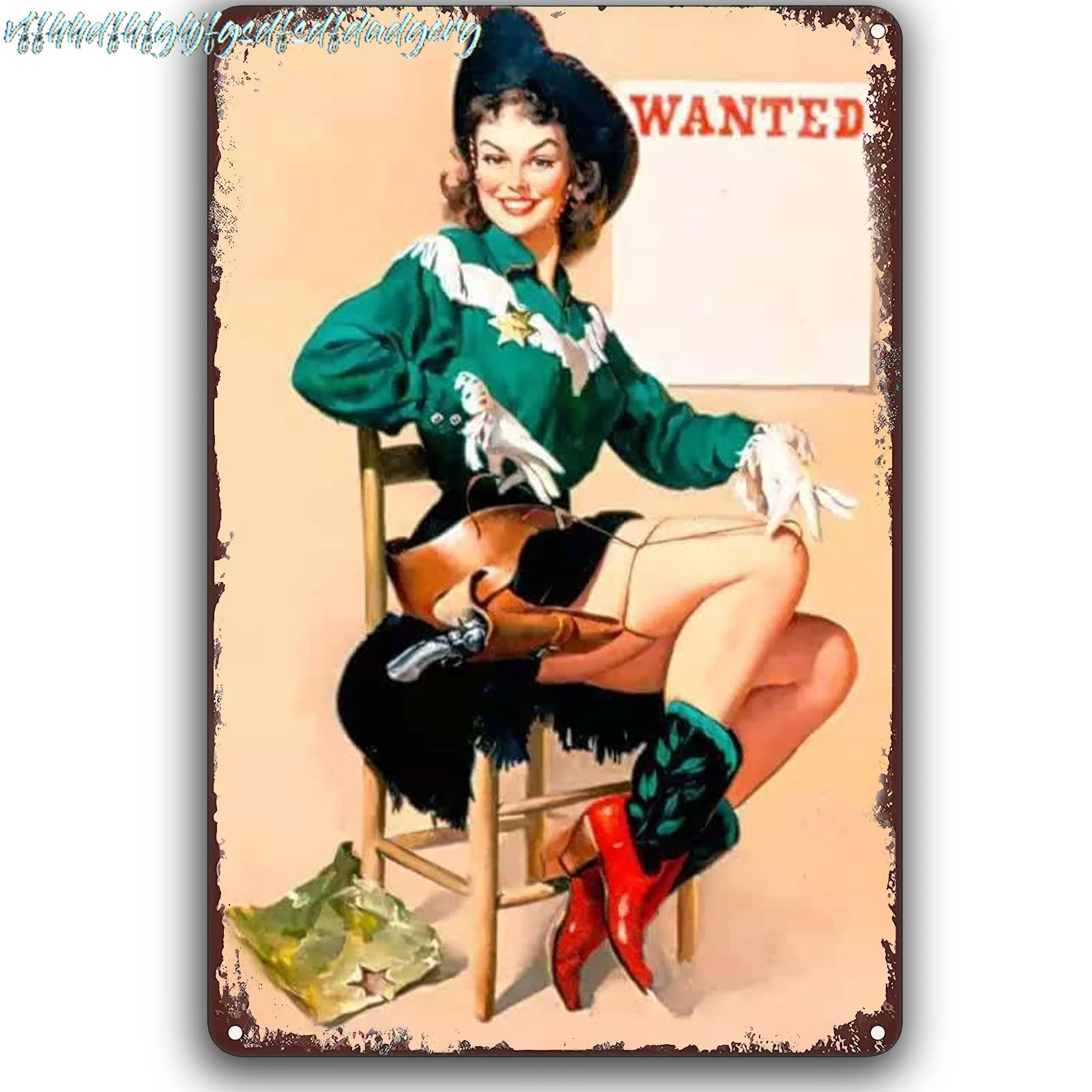 TRENDSTHAN Vintage Metal Tin Sign Pin Up Girl Posters-Smile Cowgirl Retro Garage Signs Sexy Women Wall Art Decor,Funny Part sign