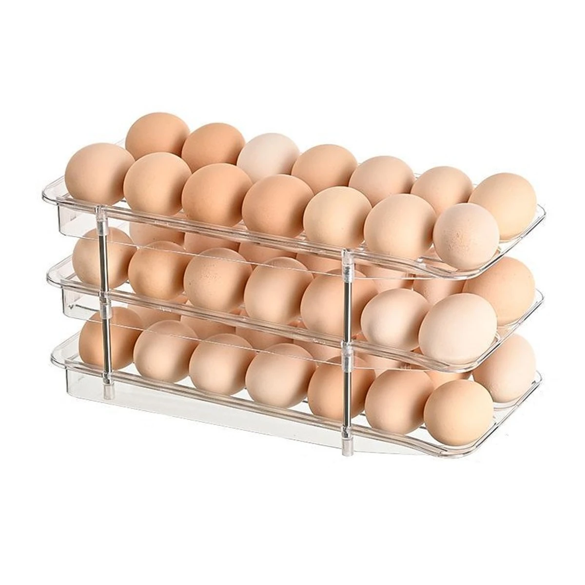 Ladder Style Egg Dispenser Tray with Transparent Lid for Easy Monitoring Innovative Design for Kitchen Organization