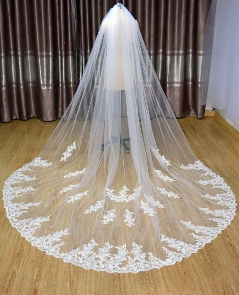 1 Layer Cathedral Veil Lace Edge Wedding veil Bridal accessories Bride Veil With Comb