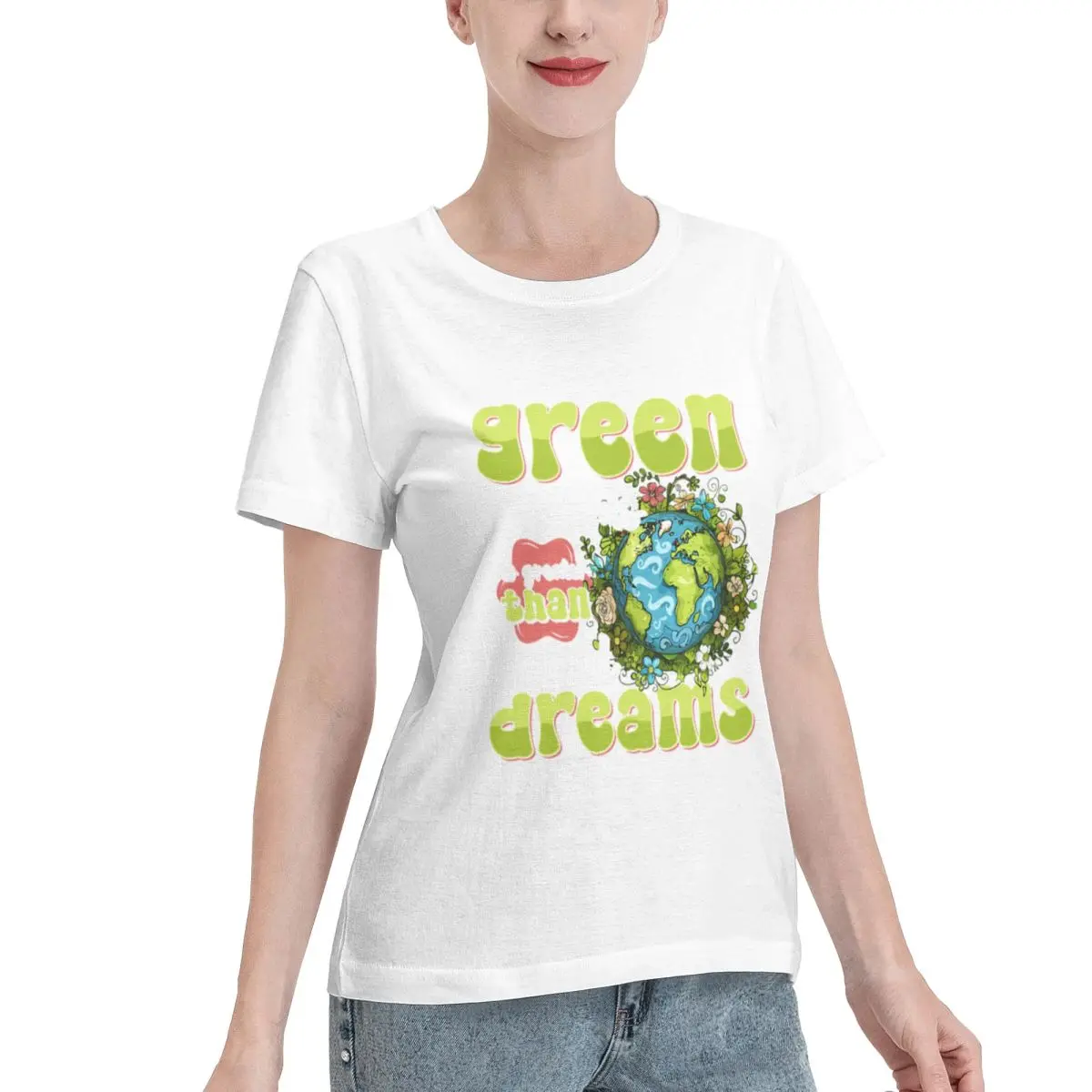 Street Pick Planet Earth Environmental Green Dreams Is Greater Than Greed Dreams Women's T-shirt Fairycore Spring Autumn Top