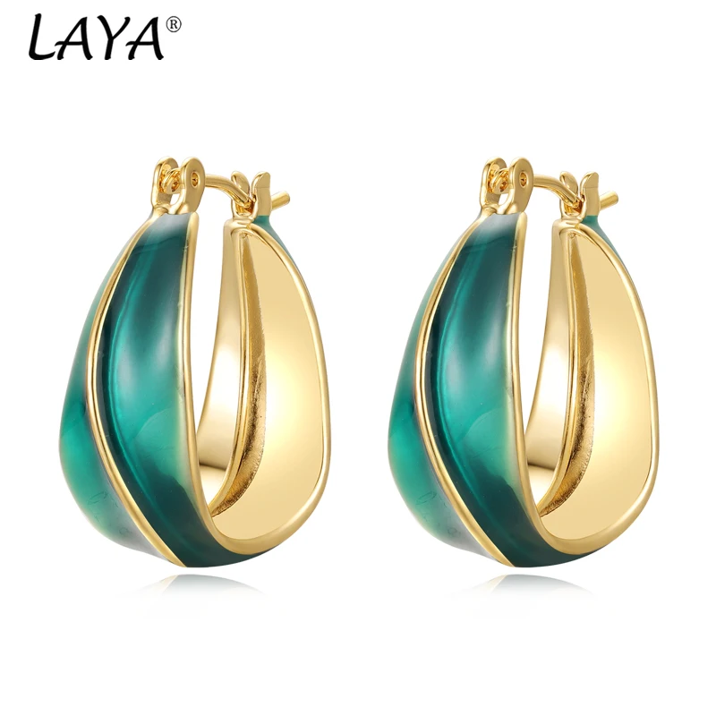 

LAYA Gold Copper Plated 925 Sterling Silver Star Clip Earrings For Women Hoop Earrings Enamel Hypoallergenic Fashion Earrings