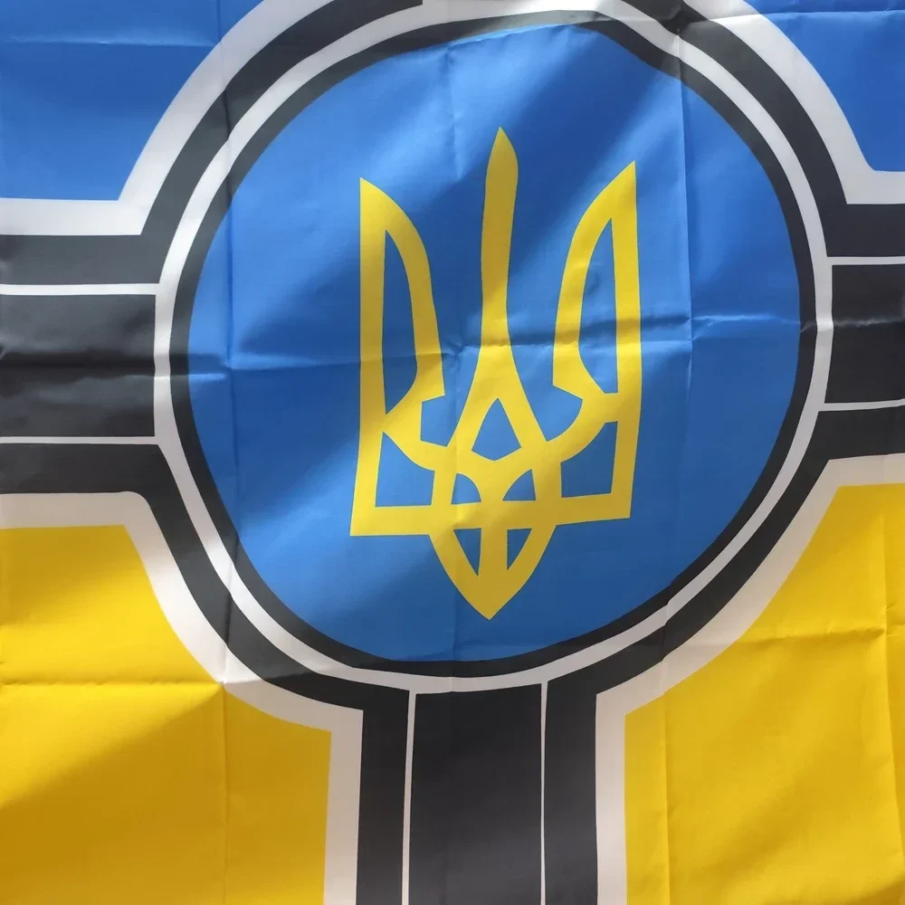 Blue Yellow Ukrainian Flag Ukrainian Cross Flag 90X150cm Hanging Outdoor For Decoration