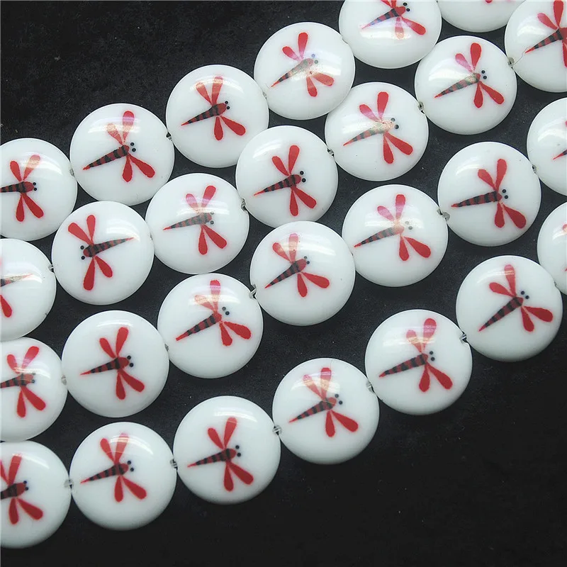 

20PCS New Glass Beads Dragonfly With White Colors 16MM DIY Jewelry Accessories For Women Bracelets Making