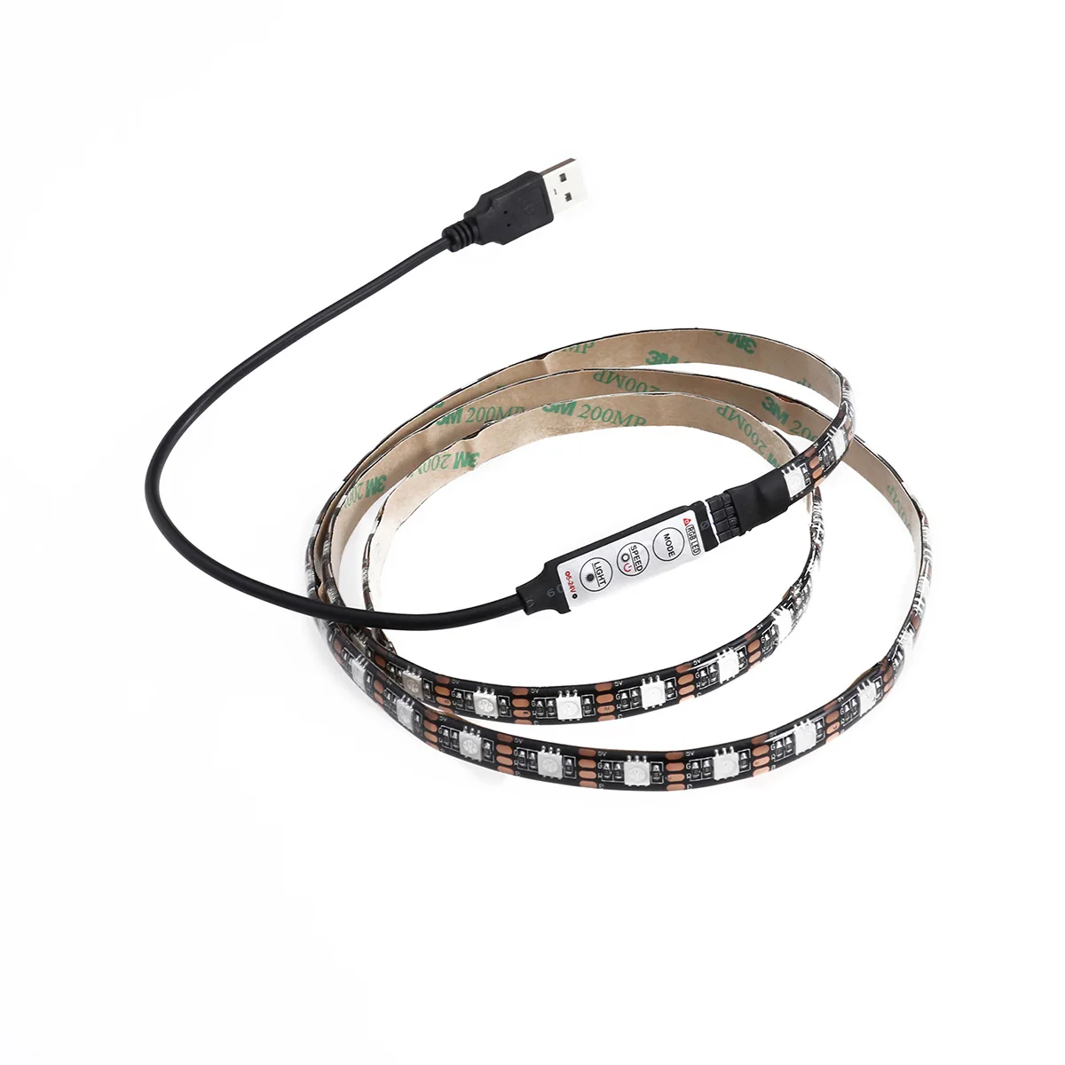 

1m 5050 SMD Rope Light Waterproof Flexible RGB LED Strip Light with USB Control Cable for Closet Outdoor Lighting