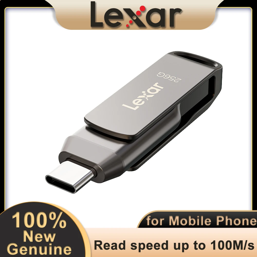 محرك أقراص فلاش Lexar JumpDrive المزدوج D400 USB 3.2 Type-C Type-A لتوسيع تخزين الإسكان المعدني للكمبيوتر الشخصي iPhone 15