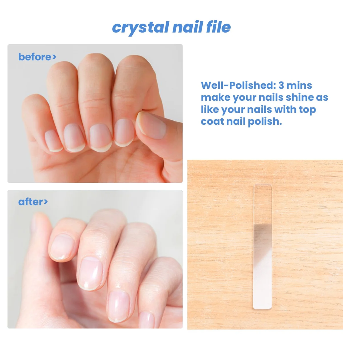 Brcorporelle à ongles en verre, limes à ongles en cristal, polisseur pour ongles naturels, orteils