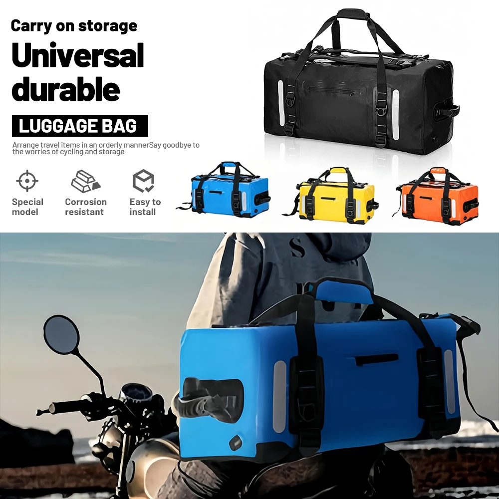 40/90L Expandable Motorcycle Rear Seat Bag Full Waterproof Thickened Moto Frame Tail Pannier Luggage Backpack