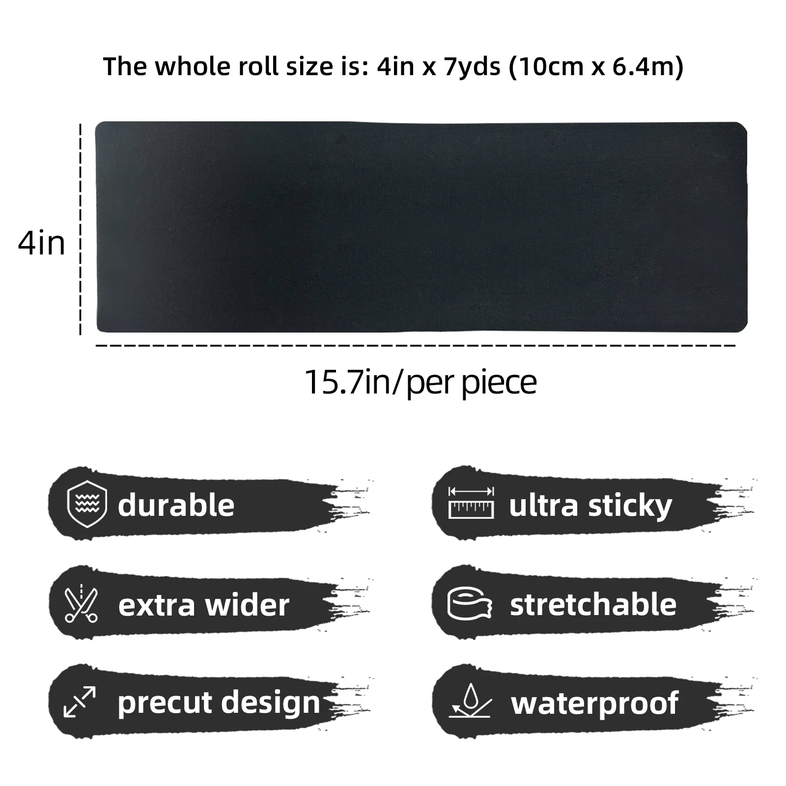 OK TAPE Turf Tape, 10CM X 6.4CM poggiapiedi Extra largo pretagliato, nastro kinesiologico nero atletico impermeabile, resistente e Super appiccicoso