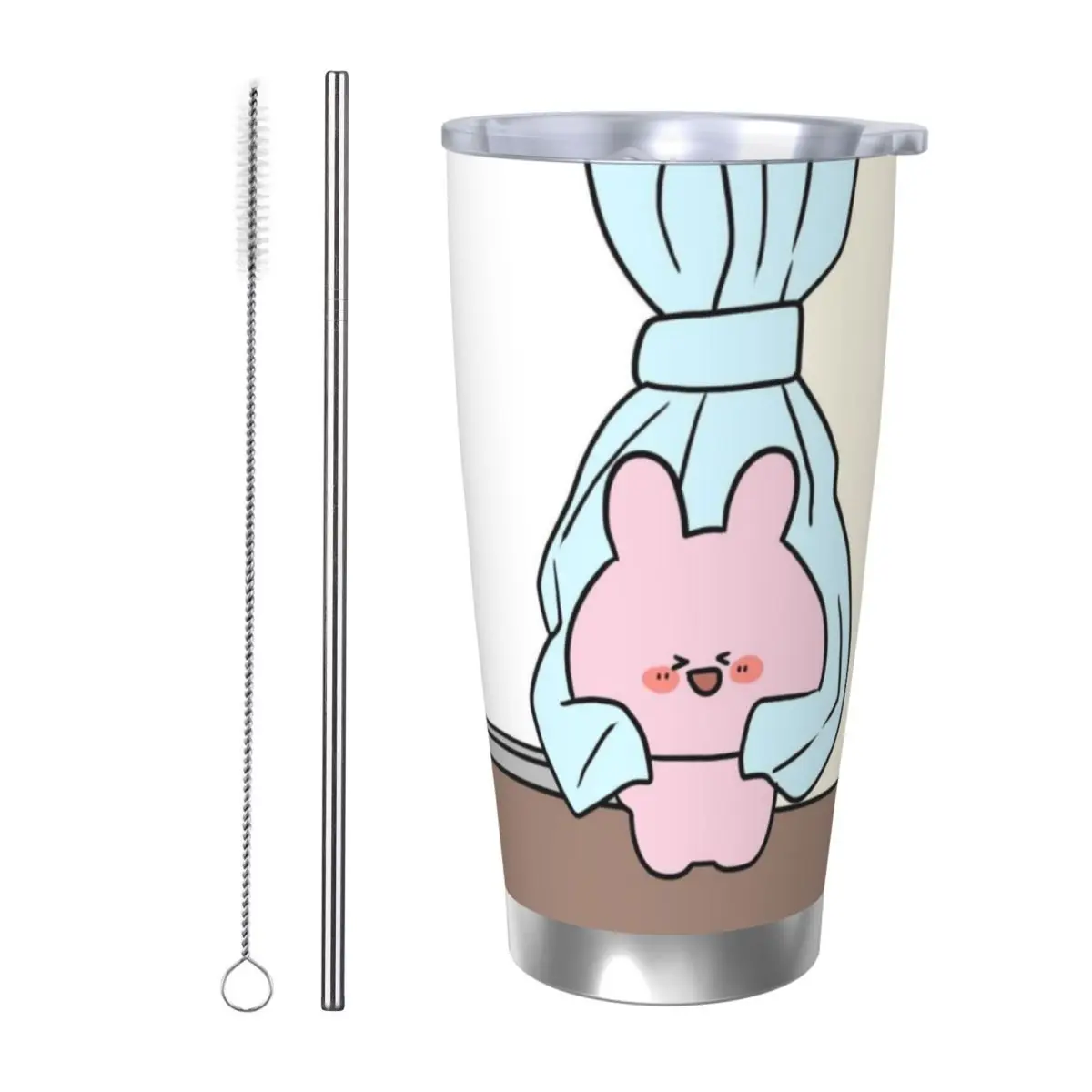 Asamimichaan Cute Asamimi 20oz Stainless Steel Car Mug Straw Thermal Iced Travel Cup Vacuum Insulated Coffee Hot Cup