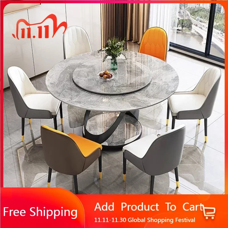 

Italian Minimalist Dining Table Luxury Nordic Vintage Round Dining Table Modern White Juegos De Comedor Kitchen Furniture