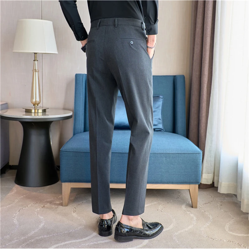 Men's Slim-fit Business Casual Trousers, Suitable for Daily Commuting and Formal Occasions, Waist Size 28-42.