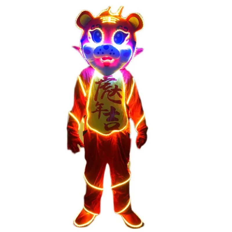 Jaar van de Tijger Cartoon Pop Kleding Zodiac Pop Pak God van Rijkdom Kleding Bar Wijn Rekwisieten Modellering Cosplay