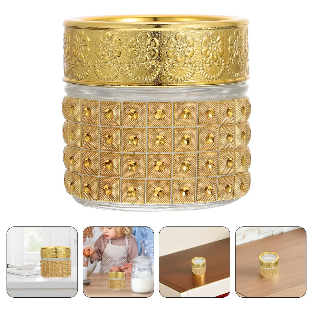 

2Pcs Travel Lotion Containers Small Golden Glass Jars Portable Leakproof Travel Cream Jars Refillable Bottles Glass Mini Bottles