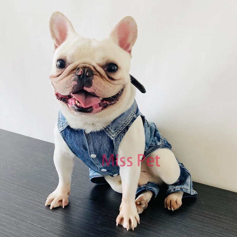 Dog Denim Jumpsuits Striped Plaid Puppy Cat Hoodie Overalls Yorkie French Bulldog Clothes Jean Jacket Pet Outfits for Small Dogs