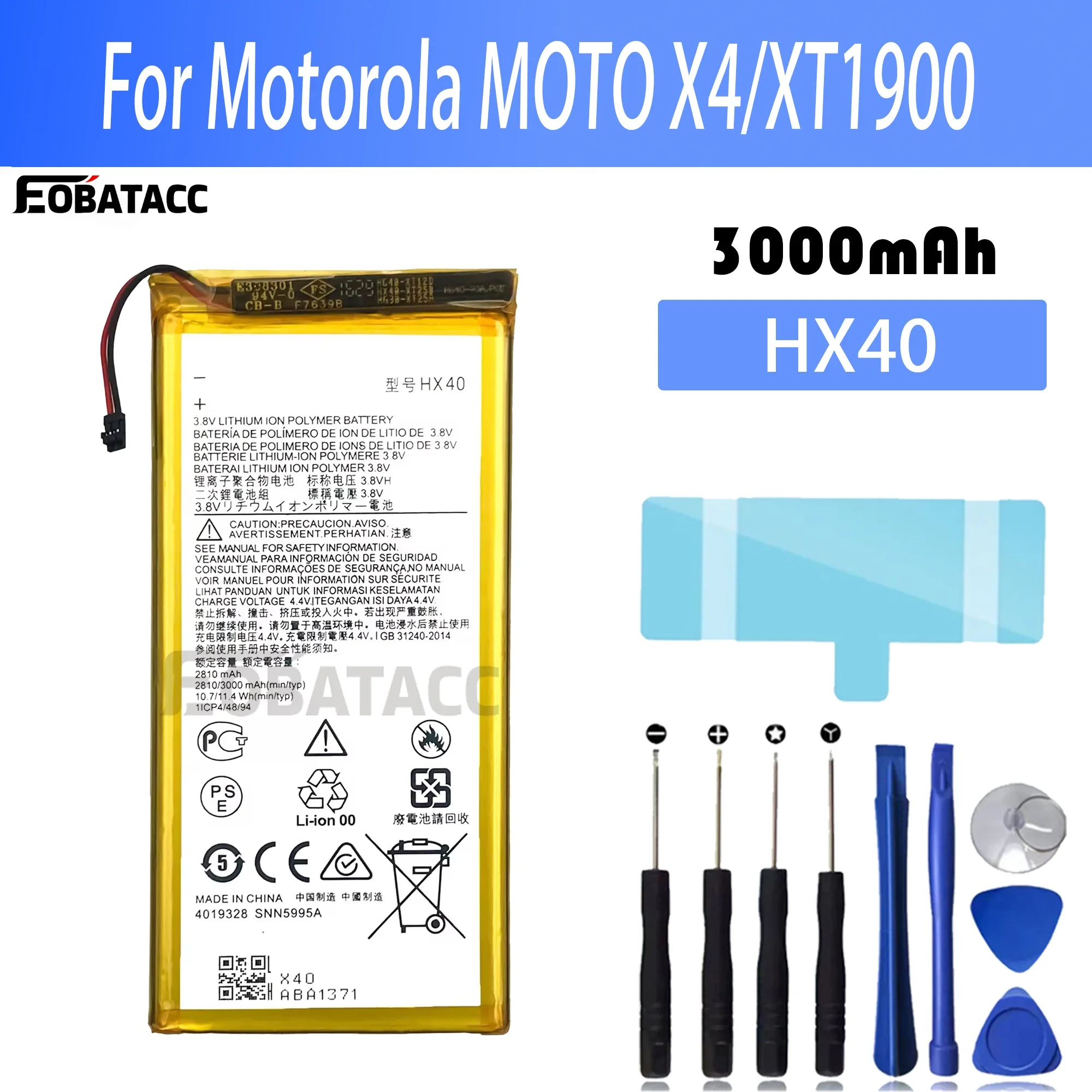 

100% New Original Battery HX40 For Motorola MOTO X4/XT1900 Battery + Free Tools