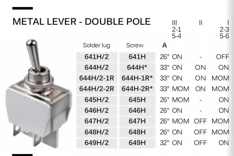 

641H/2 645H 646H French APEM shake head switch 647H 648H 649H button switch 644H