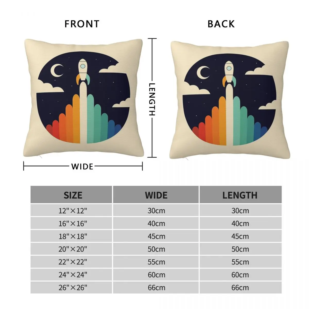 Rocket Up Pillowcase Polyester Linen Velvet Creative Zip Decorative Throw Pillow Case Car Cushion Cover