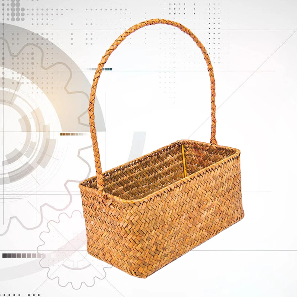 

Straw Flower Basket Woven Beach Bag Handmade Wooden Garden Planter Pots for Plants