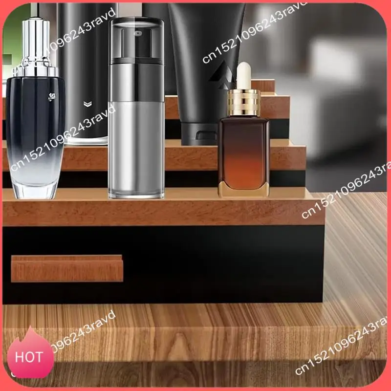 

HOT-Wooden Cosmetics Storage Box Perfume Display Stand With Drawer Stepped Perfume Storage Box