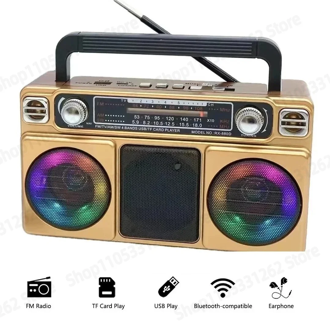 Retro Portable Bluetooth Speaker Radio with TF Card Support for Seniors