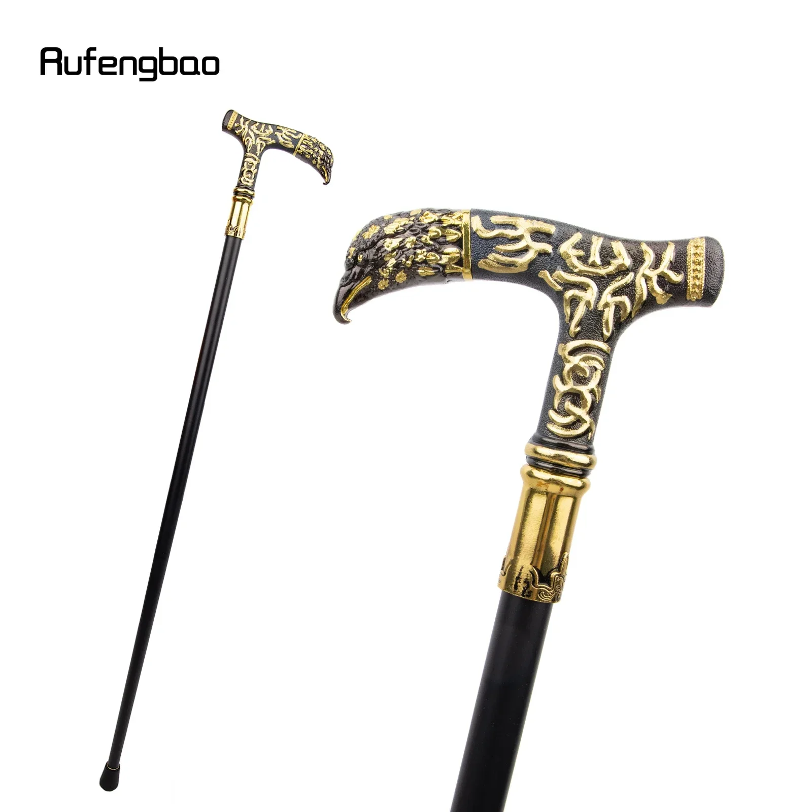 

Golden Black Eagle Handle Single Joint Fashion Walking Stick Decorative Cospaly Party Walking Cane Halloween Crosier 93cm