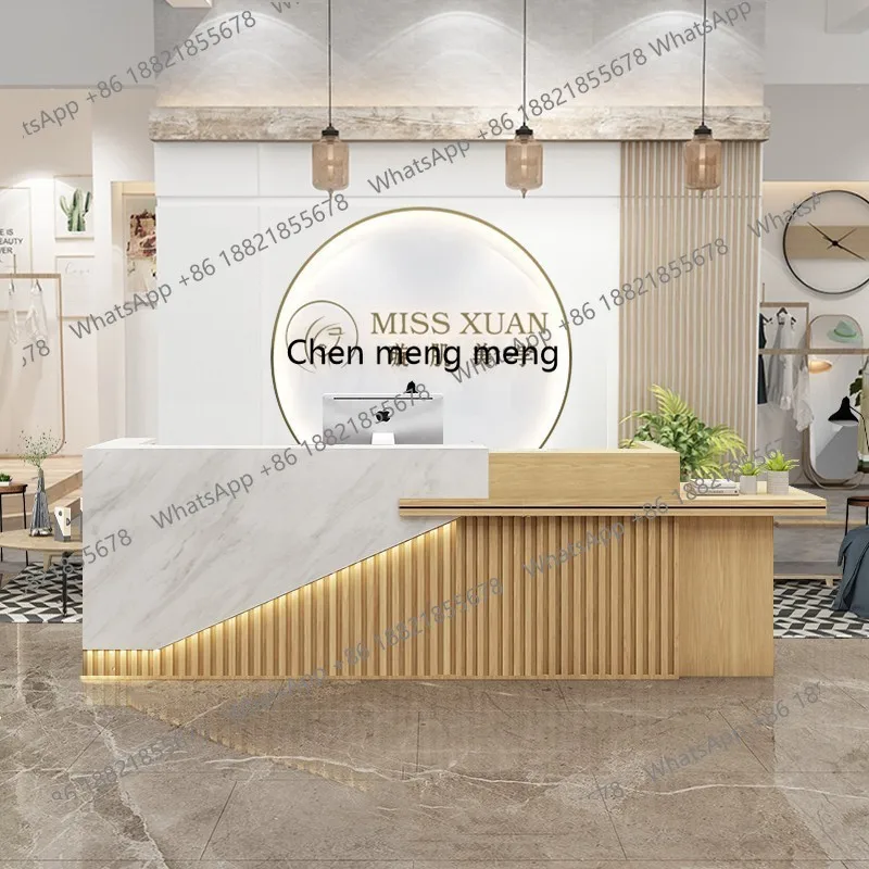 Imitation marble beauty salon checkout page company hotel front desk modern restaurant bar table