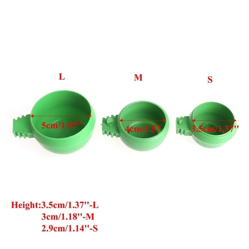 3Pcs/Set Green Plastic Parrot Mini Food Water Bowl Feeder Plastic Birds Pigeons Cage Sand Cup Feeding Tool Accessory