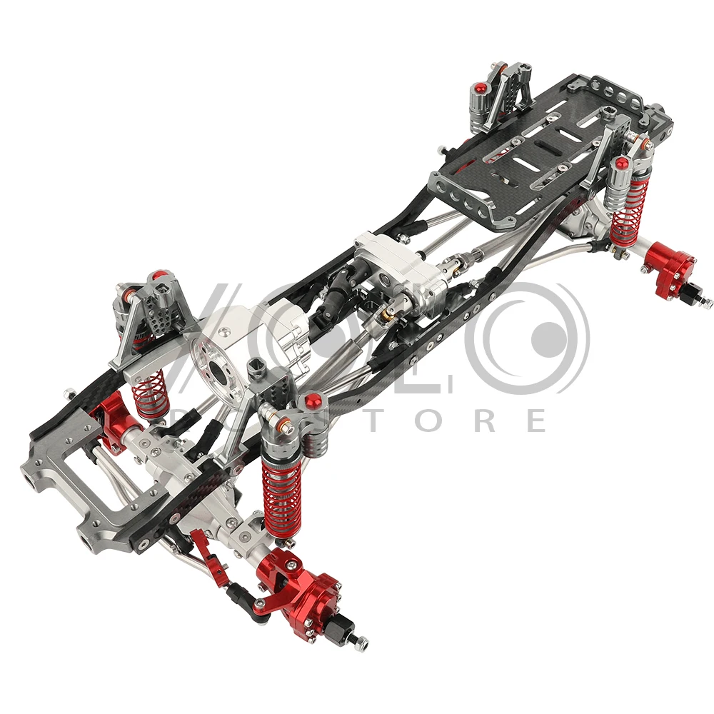 1/10 Scx10 Ii Koolstofvezel Chassis Rail Metalen Frame Rc Model Simulatie Klimmen Upgrade Auto Refit Kit Onderdelen Met Portale Assen