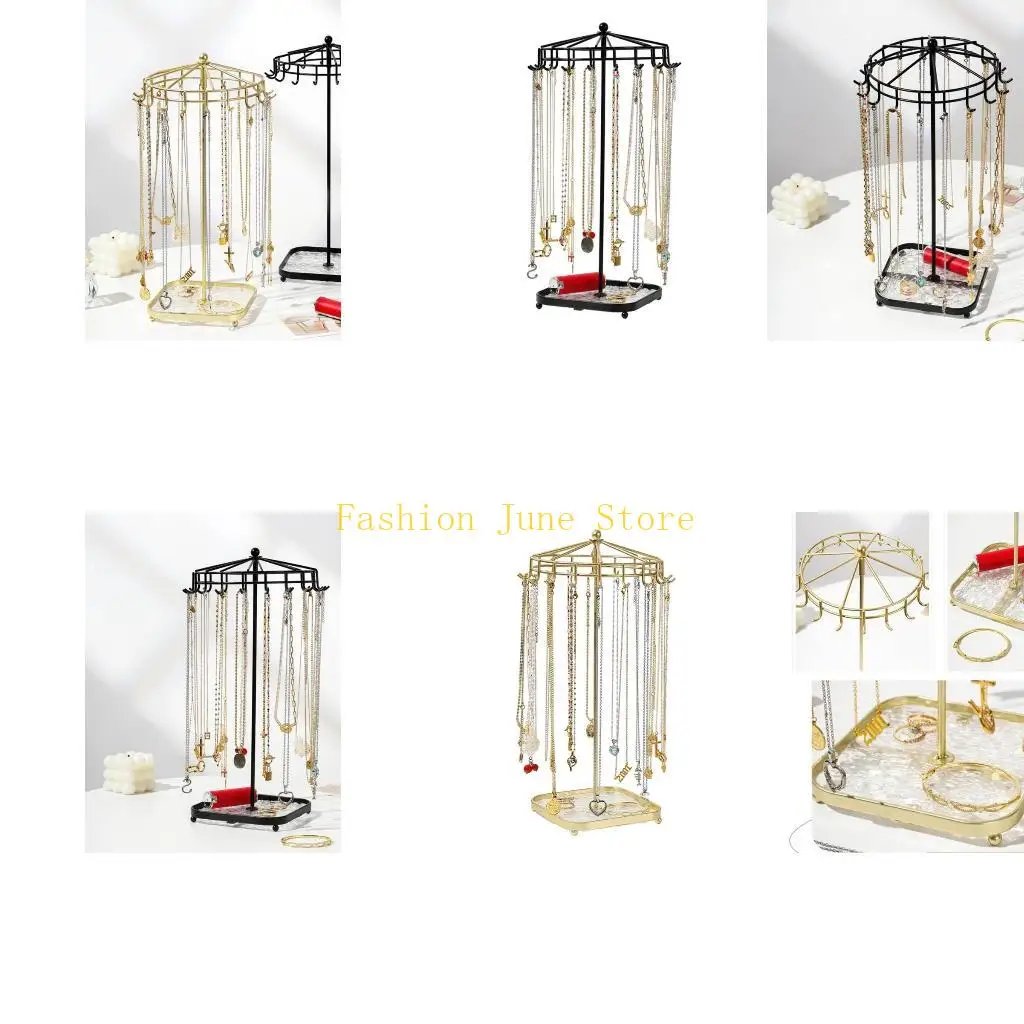 

N5KA Стильный держатель для ювелирных изделий, вращающийся органайзер для ожерелья для хранения ювелирных изделий