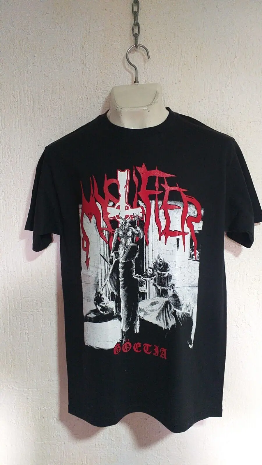 Camiseta preta do Goatlor do metal, mistificador Goetia, blasfêmia, Sarcofago, Beherit