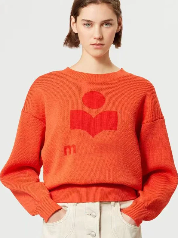 

Winter New Classic Logo Knitted Sweater round Ne Ladies Wool Blend Casual Loose Fit Long Sve North America Sle Knitwear