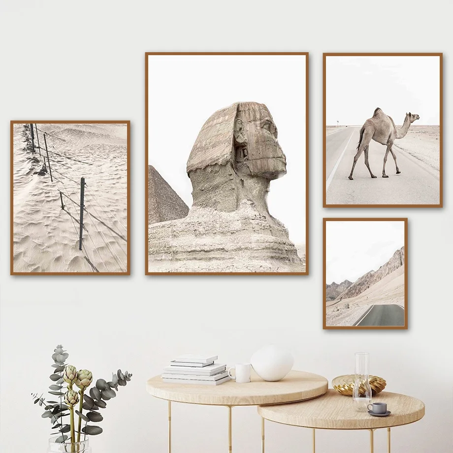 Desert Car Off-Road Llama Sphinx Pyramid Wall Art Canvas Painting Nordic Posters and Prints Wall Pictures for Living Room Decor