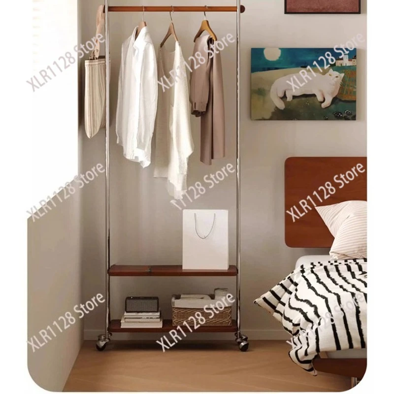 

Stainless Steel Floor Clothes Rack Removable Garment Hanger for Home Balcony Bedroom