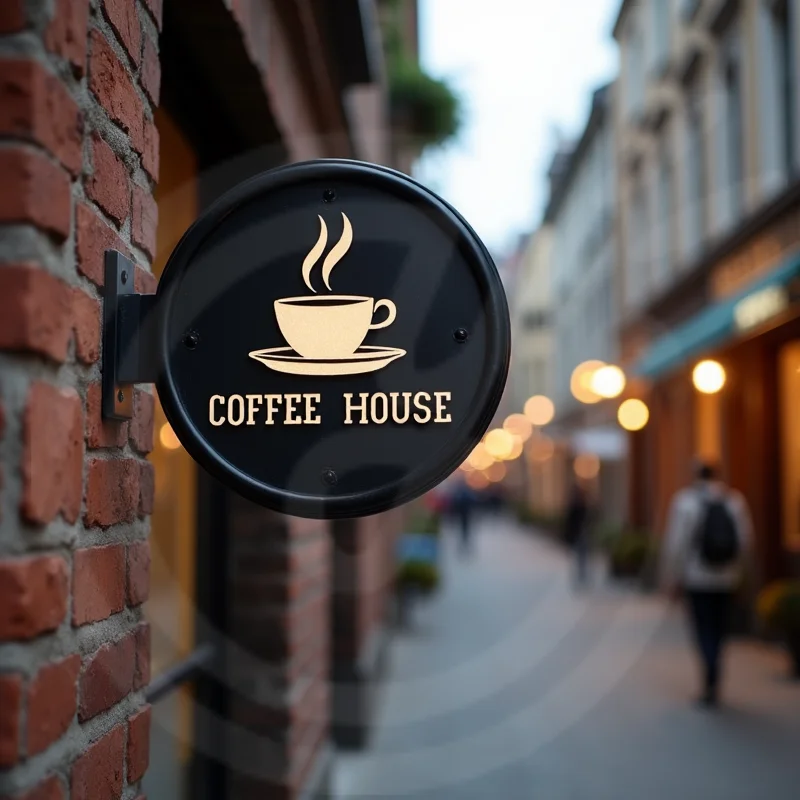 카페용 맞춤형 방수 원형 아크릴 LED 라이트 박스, 양면 밝은 매장 간판 (LED 조명 포함)