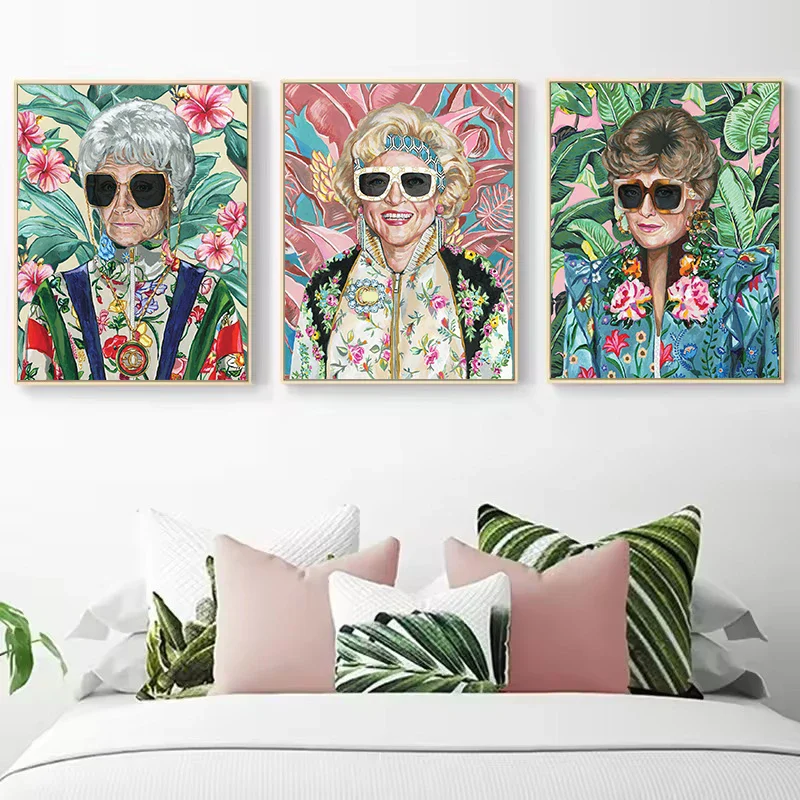 The Golden Girls Classic 80s TV Series Blanche with Glasses Fashion Poster Canvas Painting Wall Art Picture Home Interior Decor
