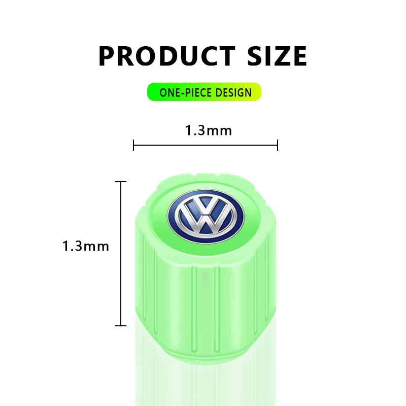 4Pcs Luminous Car Tire Valve Caps Badge Emblem Auto Accessories For Volkswagen VW Scirocco Beetle CC Touareg Touran T-ROC Golf 4