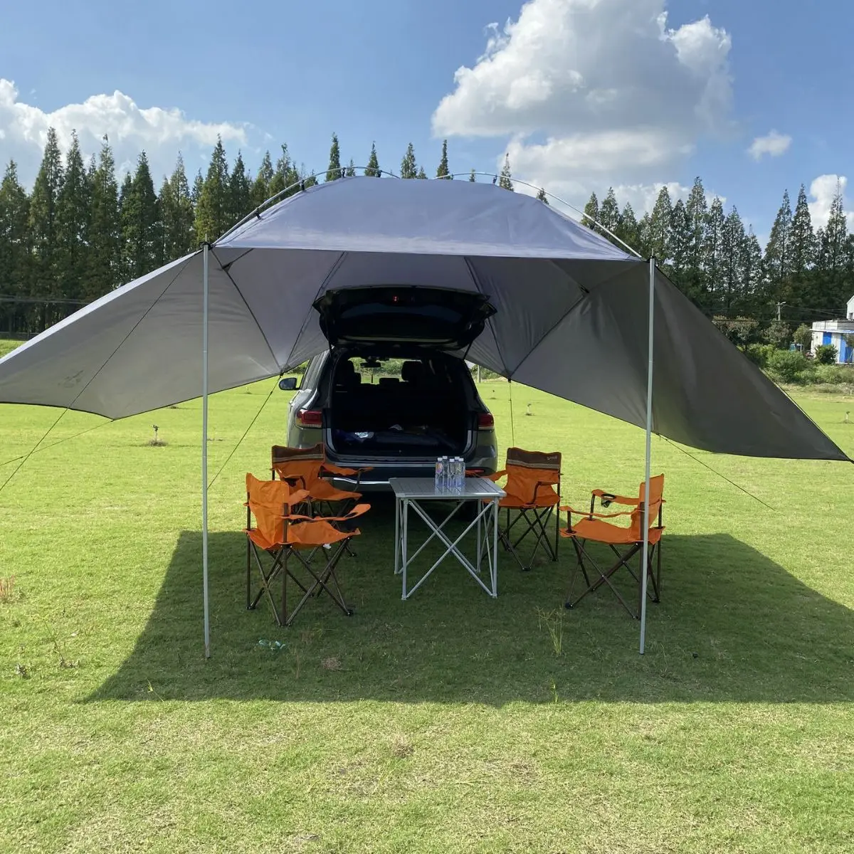 Outdoor Car Tail Extension Camping Tent with Flying Wings Self-Driving Travel Barbecue Shelter Multi-person Rainproof Sunshade U