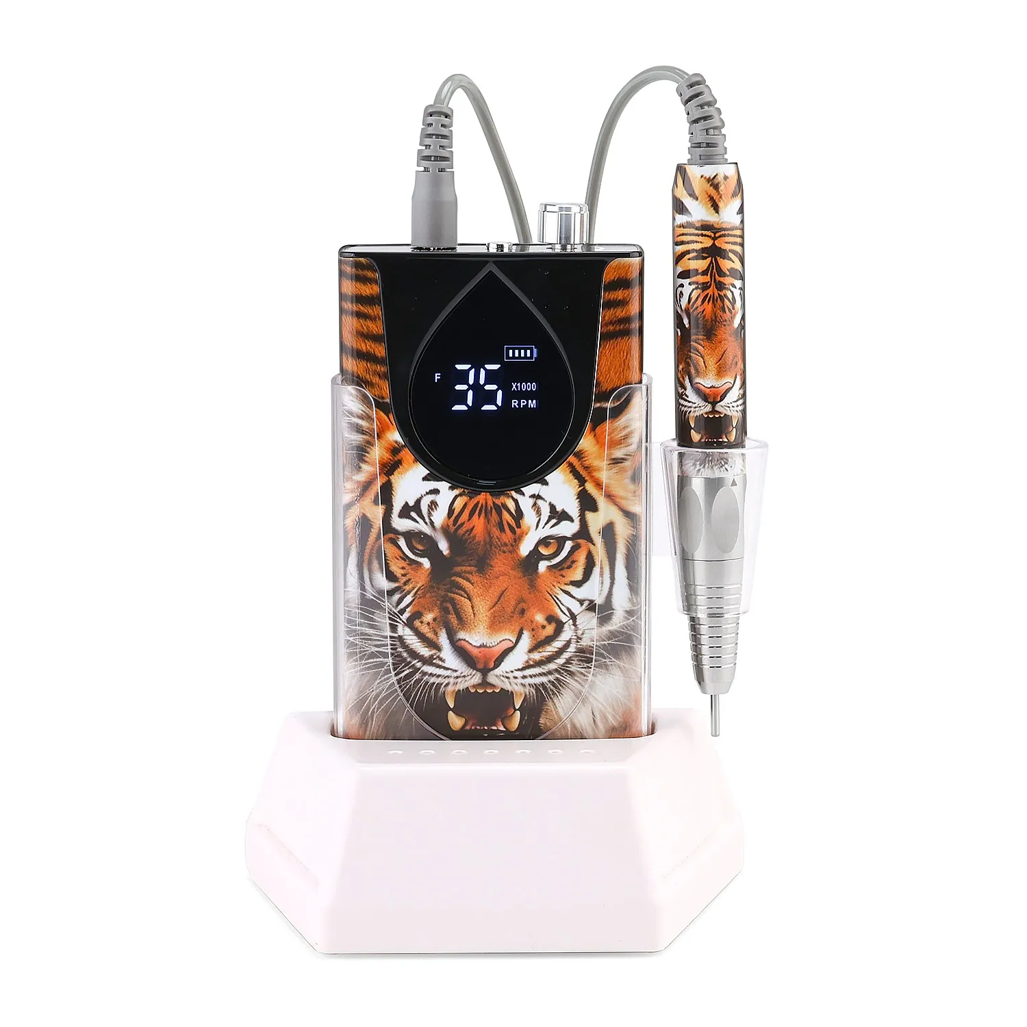 Acrylic Gel Grinder Tools for Manicure Pedicure Professional Rechargeable 35000 RPM Nail Drill Portable Electric E File Tiger