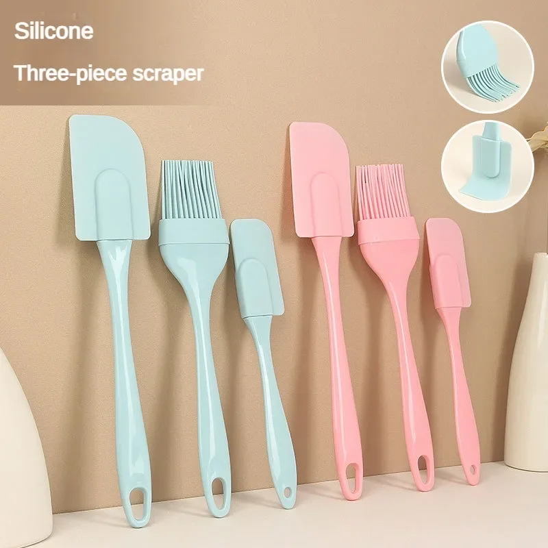 

3Pcs Non-Stick Silicone Cream Scraper Bread Cake Butter Spatula Mixer Oil Brush With PP Handle Cake Spatula Kitchen Baking Tool