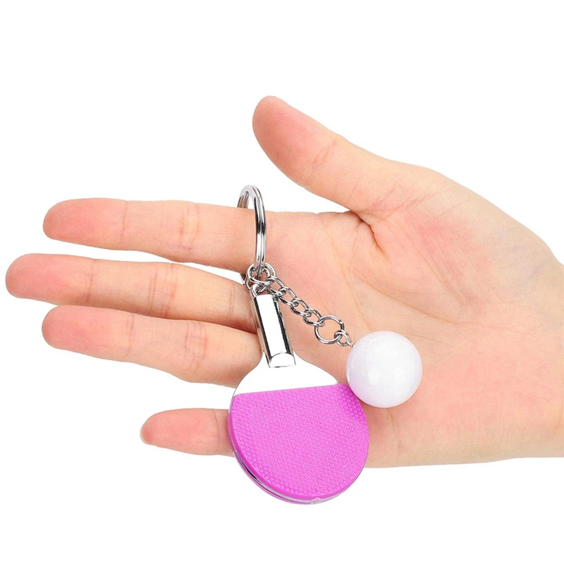 48Pcs Paddle Keychain Back Pingpong Ring Tennis Bag Kids Hanging Ball Keyring Lovers Pong Lover Handbag Pendant Rings