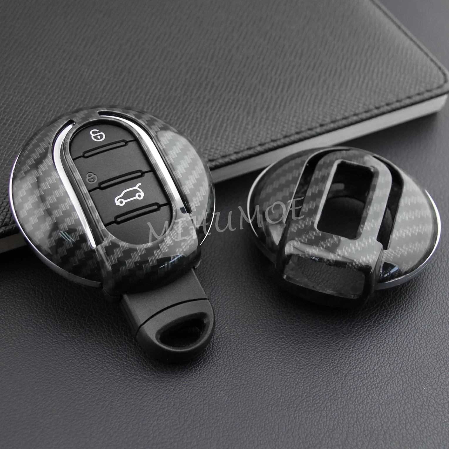 Voor 2015 + Mini Cooper Countryman Clubman F54 F55 F56 F57 F60 Koolstofvezel Autosleutelzakje Cover Case Chain Shell Ring accessoires