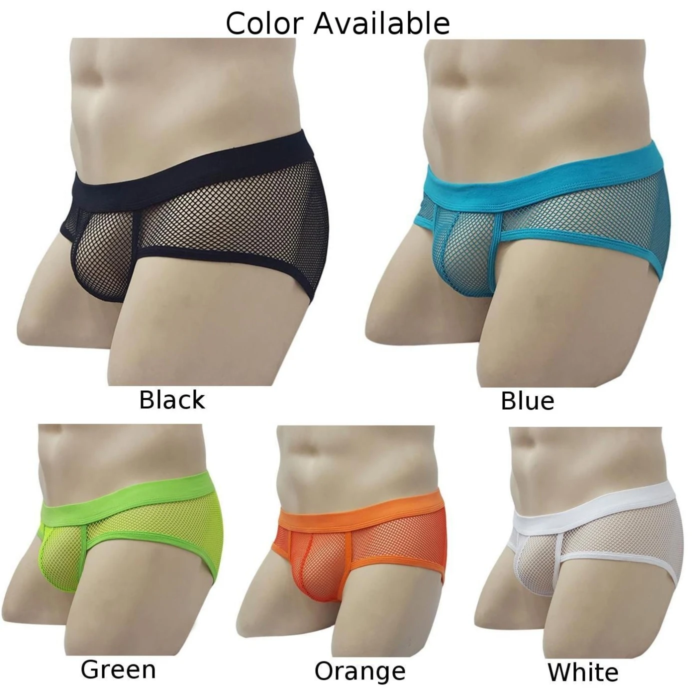 Sexy Mens Sheer Underwear Mesh See-Through Breathable Underpants Bikini Briefs Elastic Male Panties Hollow Convex Pouch Brief